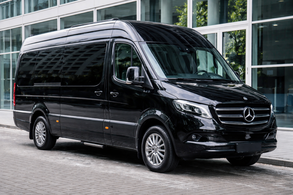 Professional chauffeur providing taxi Amsterdam to Schiphol service with a luxury Mercedes-Benz sedan